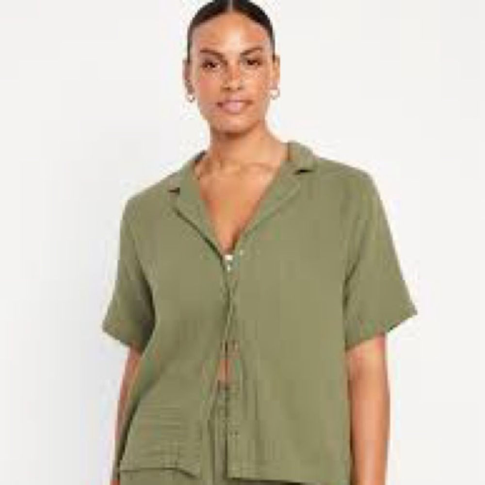 Old Navy size XL petite crinkle gauze green top